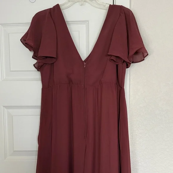Birdie Grey Burgundy V-Neck Dress - Picture 3 of 6